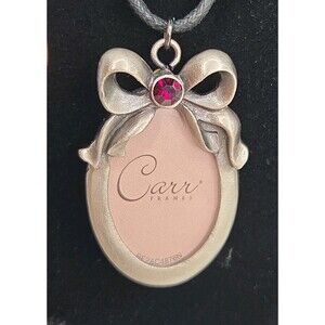 Carr Pewter Picture Photo Frame Pendant Necklace Red January/July Birthstone NEW